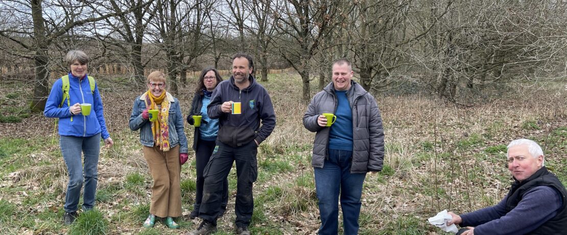 A well-earned brew after planting a hedge