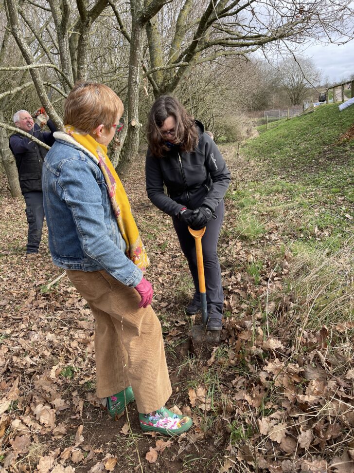 Volunteers start digging